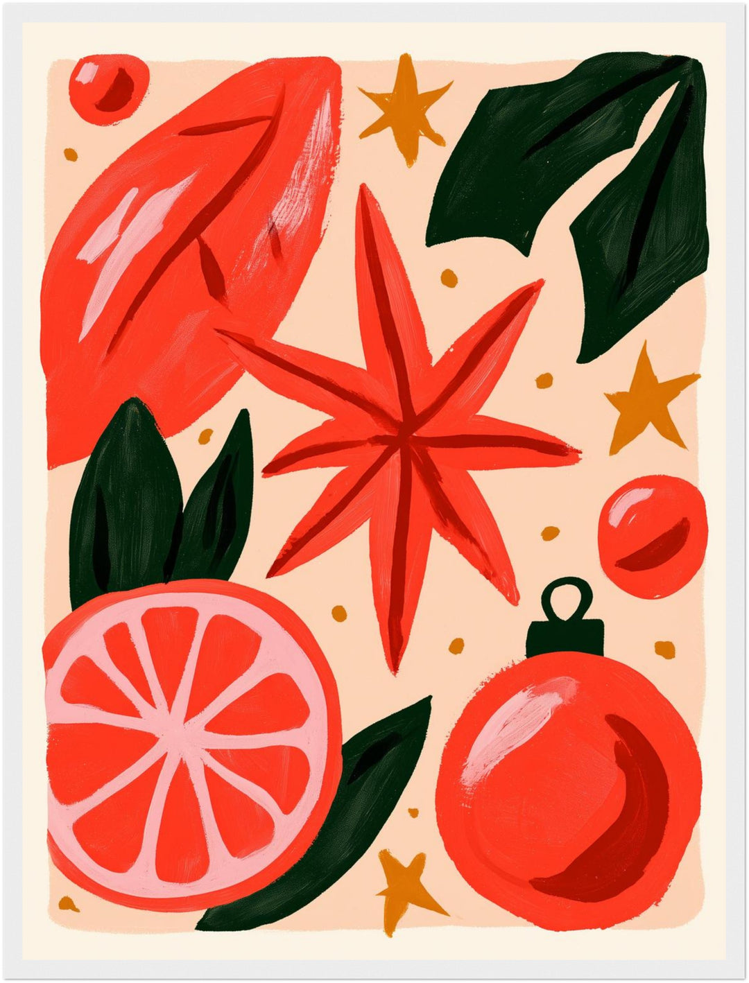 Weihnachtliche Zitrus Freude Poster – Weißer Rahmen – Produktfoto