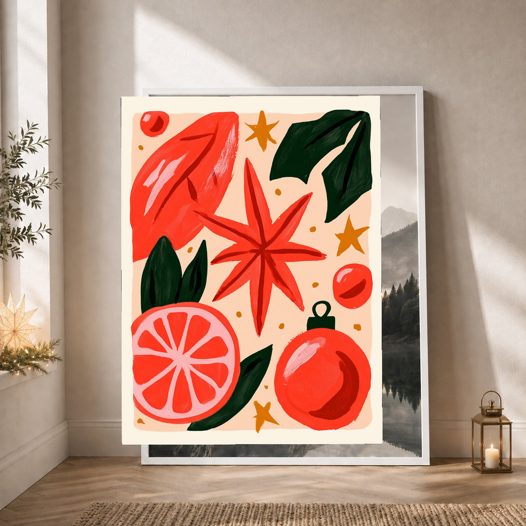 Weihnachtliche Zitrus Freude Poster – Weißer Rahmen – Produktfoto