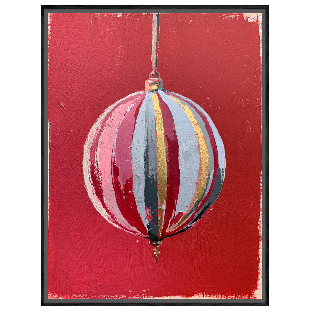 Gestreifte Weihnachtskugel Dopamin Leinwandbild – Leinwandbild
