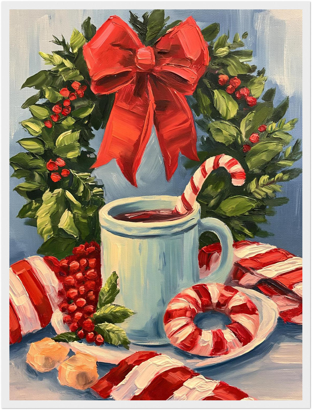Winterstillleben mit Pfefferminz Poster – Weißer Rahmen – Produktfoto