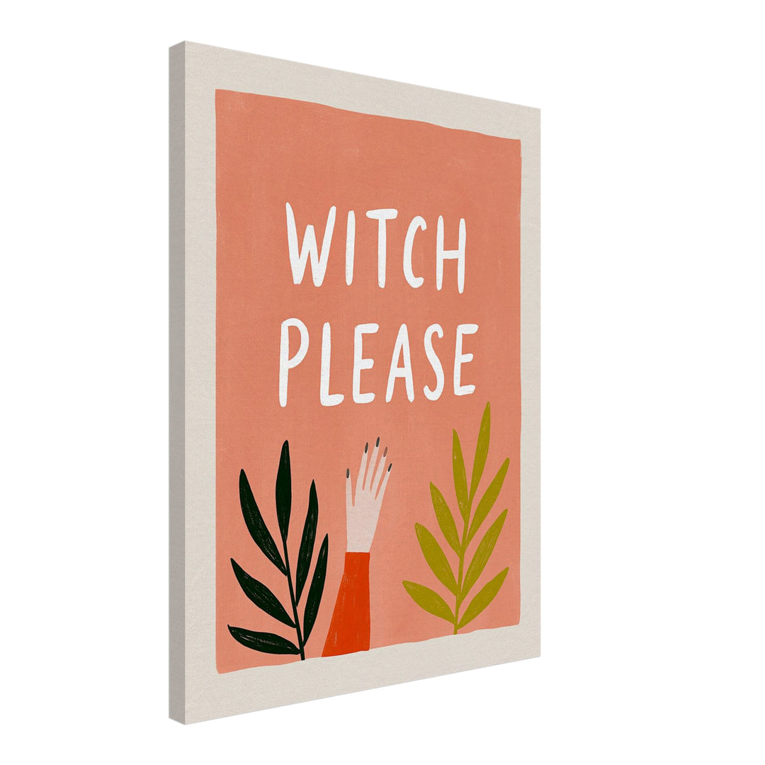 Witch Please Handgeste Leinwandbild – Schräge Ansicht – Produktfoto