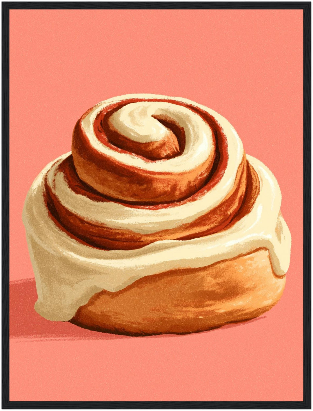Zimtschnecke mit Frosting Poster – Schwarzer Rahmen – Produktfoto