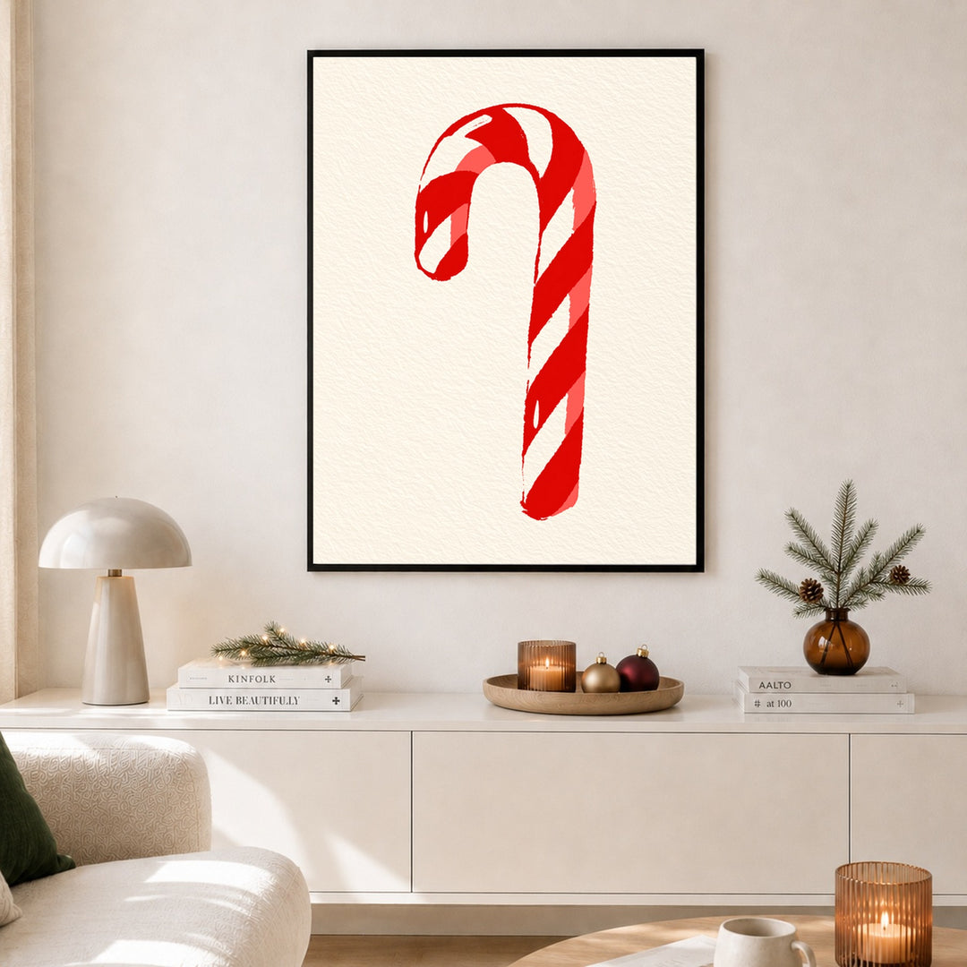 Zuckerstange in Rot Poster – Schwarzer Rahmen – Produktfoto