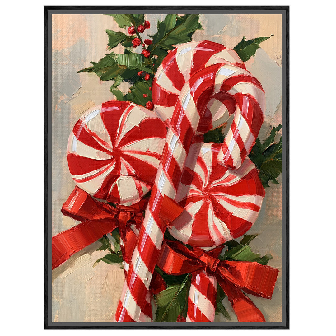 Zuckerstangen im Weihnachtsglanz Leinwandbild – Leinwandbild