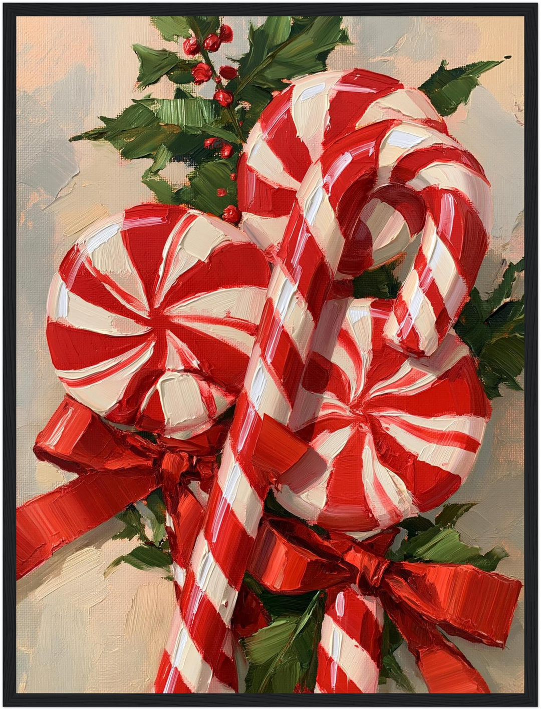 Zuckerstangen im Weihnachtsglanz Poster – Schwarzer Rahmen – Produktfoto