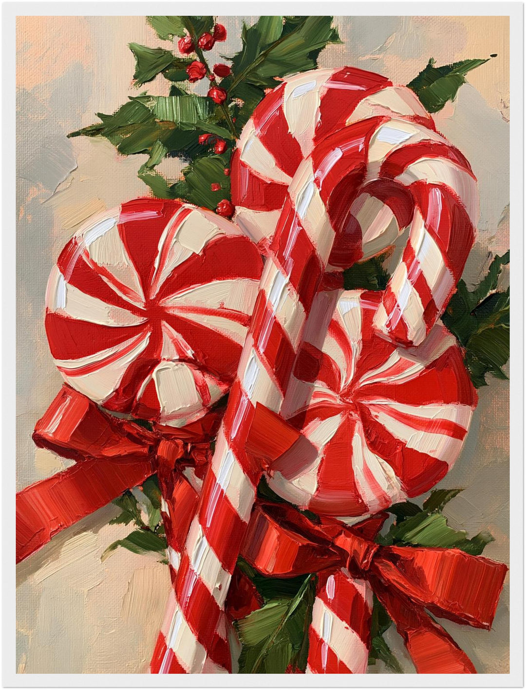 Zuckerstangen im Weihnachtsglanz Poster – Weißer Rahmen – Produktfoto