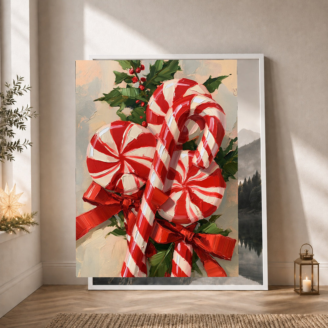 Zuckerstangen im Weihnachtsglanz Poster – Weißer Rahmen – Produktfoto