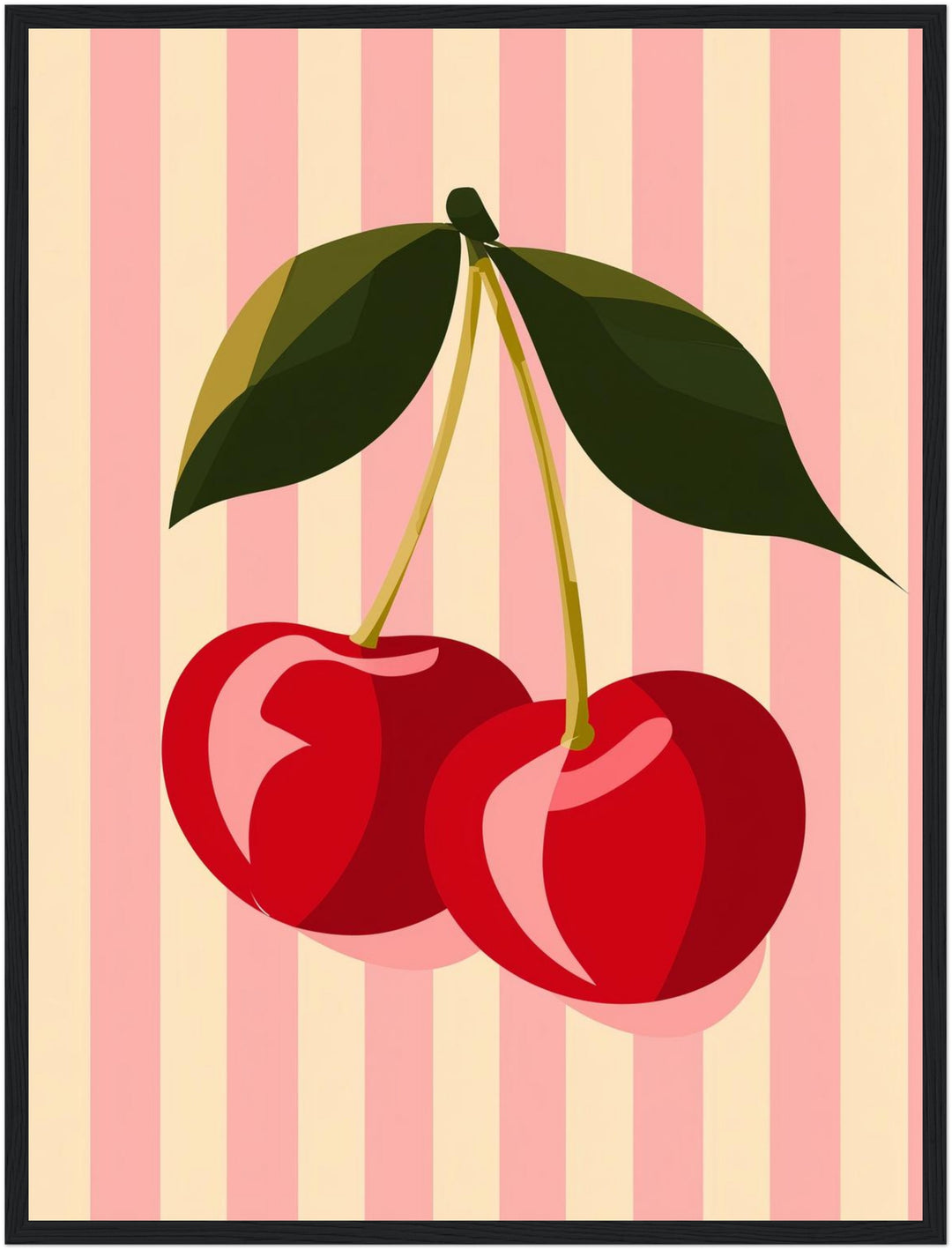Zwei rote Kirschen Poster – Schwarzer Rahmen – Produktfoto