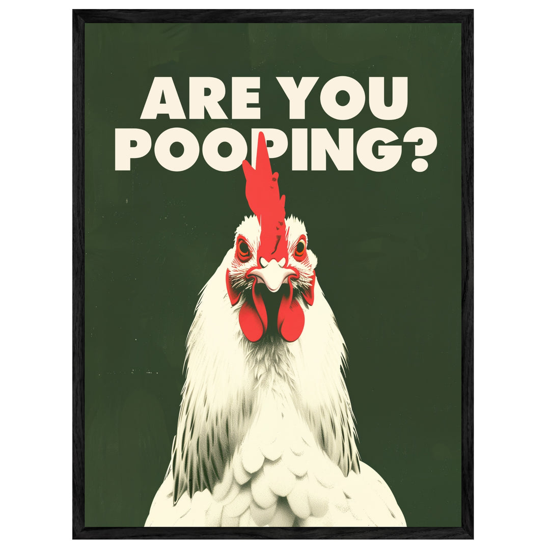 Huhn mit Schriftzug Are You Pooping Leinwandbild abstrakt – Leinwand auf Holzrahmen – Ansicht 4