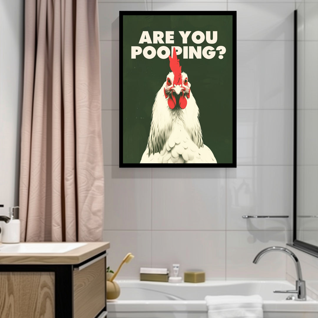 Huhn mit Schriftzug Are You Pooping Poster abstrakt – mattes Kunstdruck-Papier – Ansicht 3