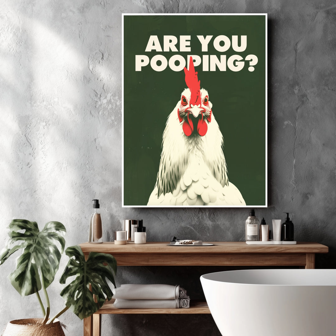 Huhn mit Schriftzug Are You Pooping Poster abstrakt – mattes Kunstdruck-Papier – Ansicht 2