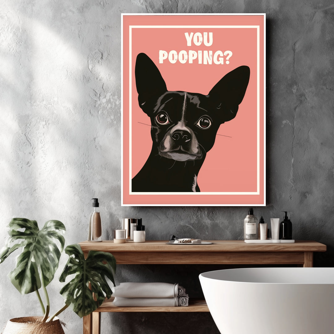 Hund mit Schriftzug You Pooping Poster abstrakt – mattes Kunstdruck-Papier – Ansicht 3