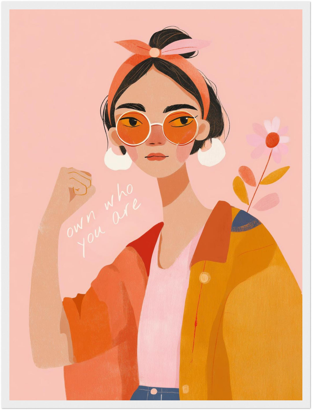 Frau mit orangener Sonnenbrille Poster abstrakt – mattes Kunstdruck-Papier – Ansicht 5