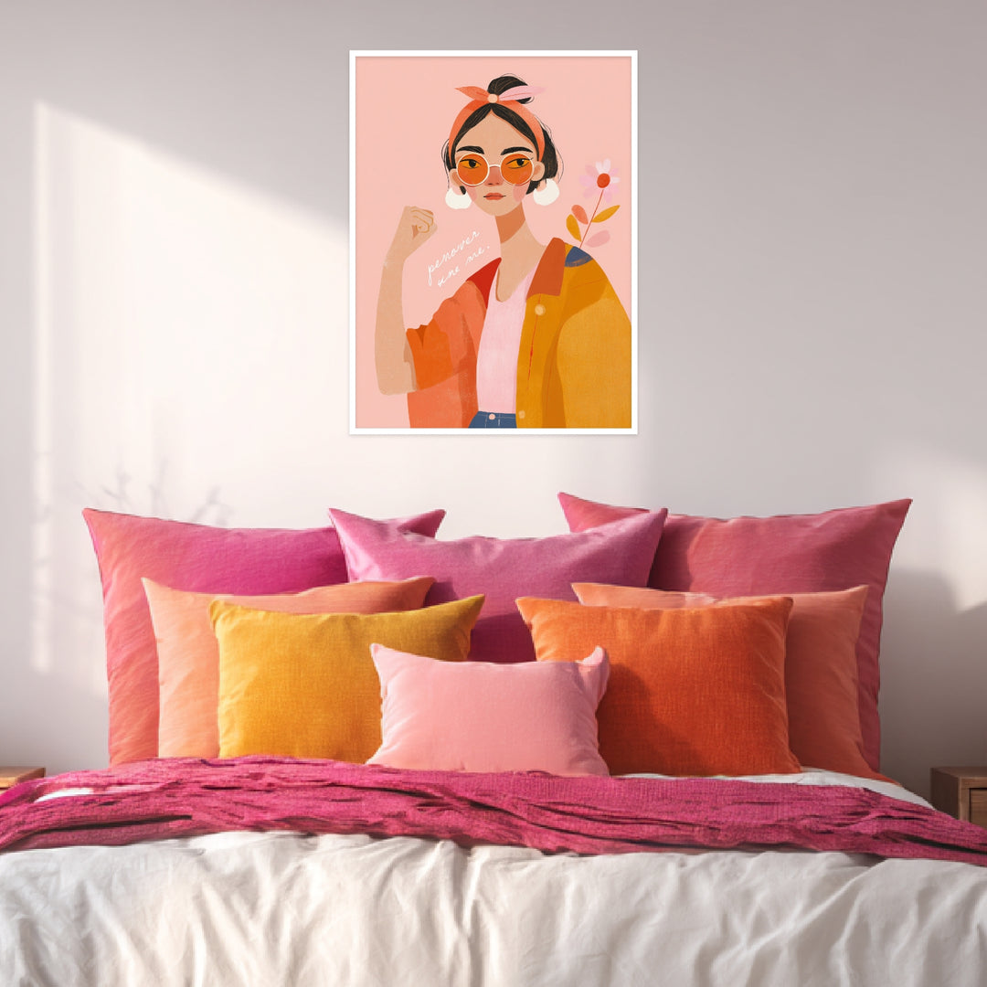 Frau mit orangener Sonnenbrille Poster abstrakt – mattes Kunstdruck-Papier – Ansicht 4