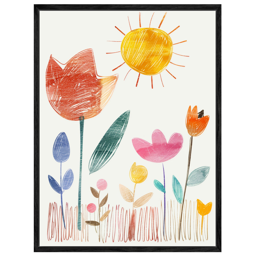 Bunte Blumensymphonie Leinwand Dopamin – Leinwand auf Holzrahmen – Ansicht 4