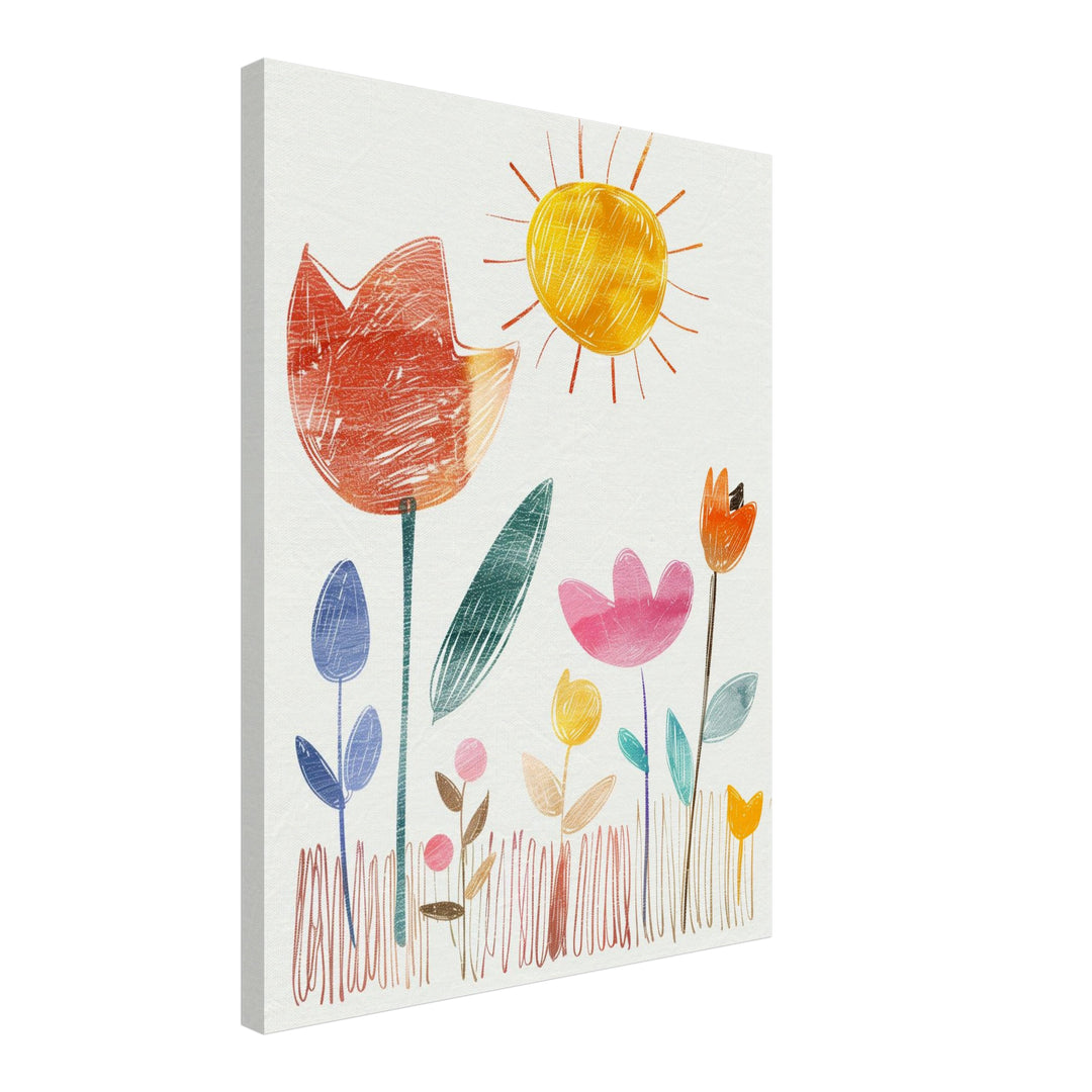 Bunte Blumensymphonie Leinwand Dopamin – Leinwand auf Holzrahmen – Ansicht 2