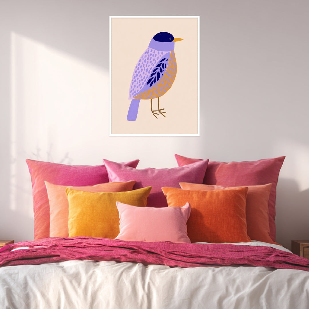 Lila Vogel Illustration Poster abstrakt – mattes Kunstdruck-Papier – Ansicht 3