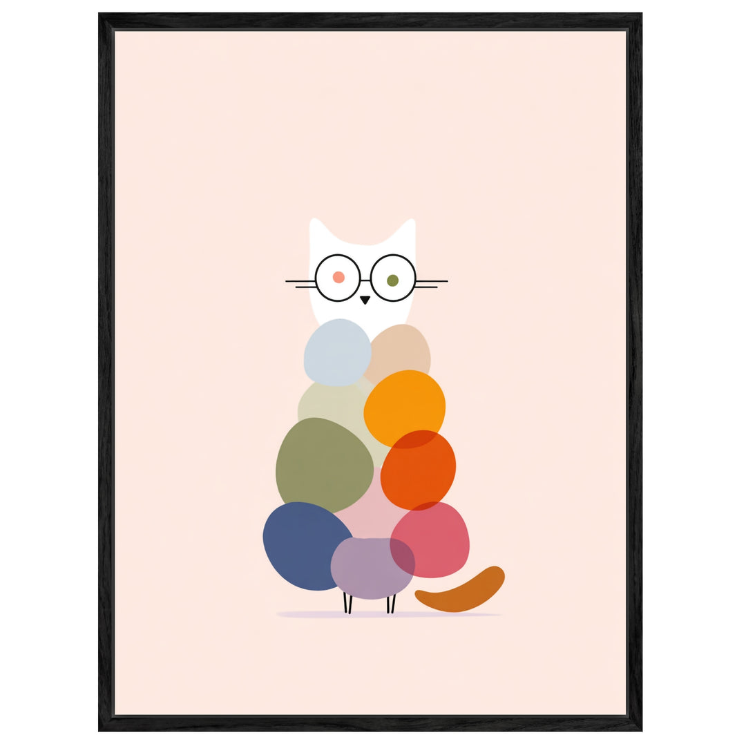 Bunte Katze Illustration Leinwandbild Dopamin – Leinwand auf Holzrahmen – Ansicht 4