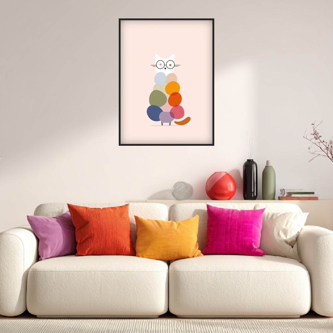Bunte Katze Illustration Poster Dopamin – mattes Kunstdruck-Papier – Ansicht 3