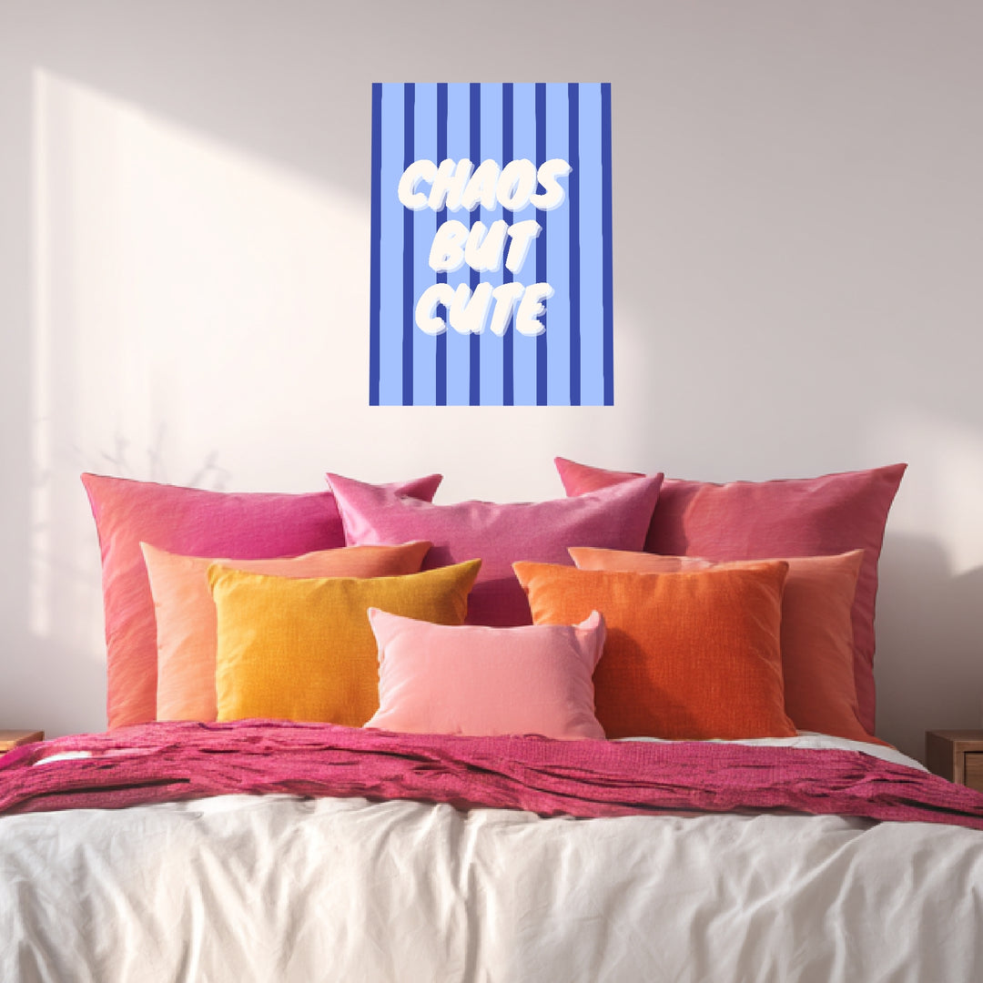 Chaos but cute blau Leinwandbild Dopamin – Leinwand auf Holzrahmen – Ansicht 3
