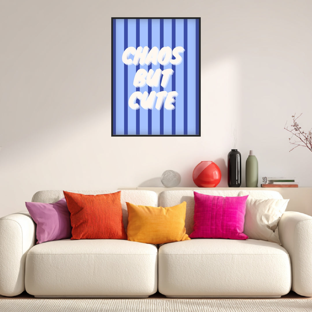 Chaos but cute blau Leinwandbild Dopamin – Leinwand auf Holzrahmen – Ansicht 5