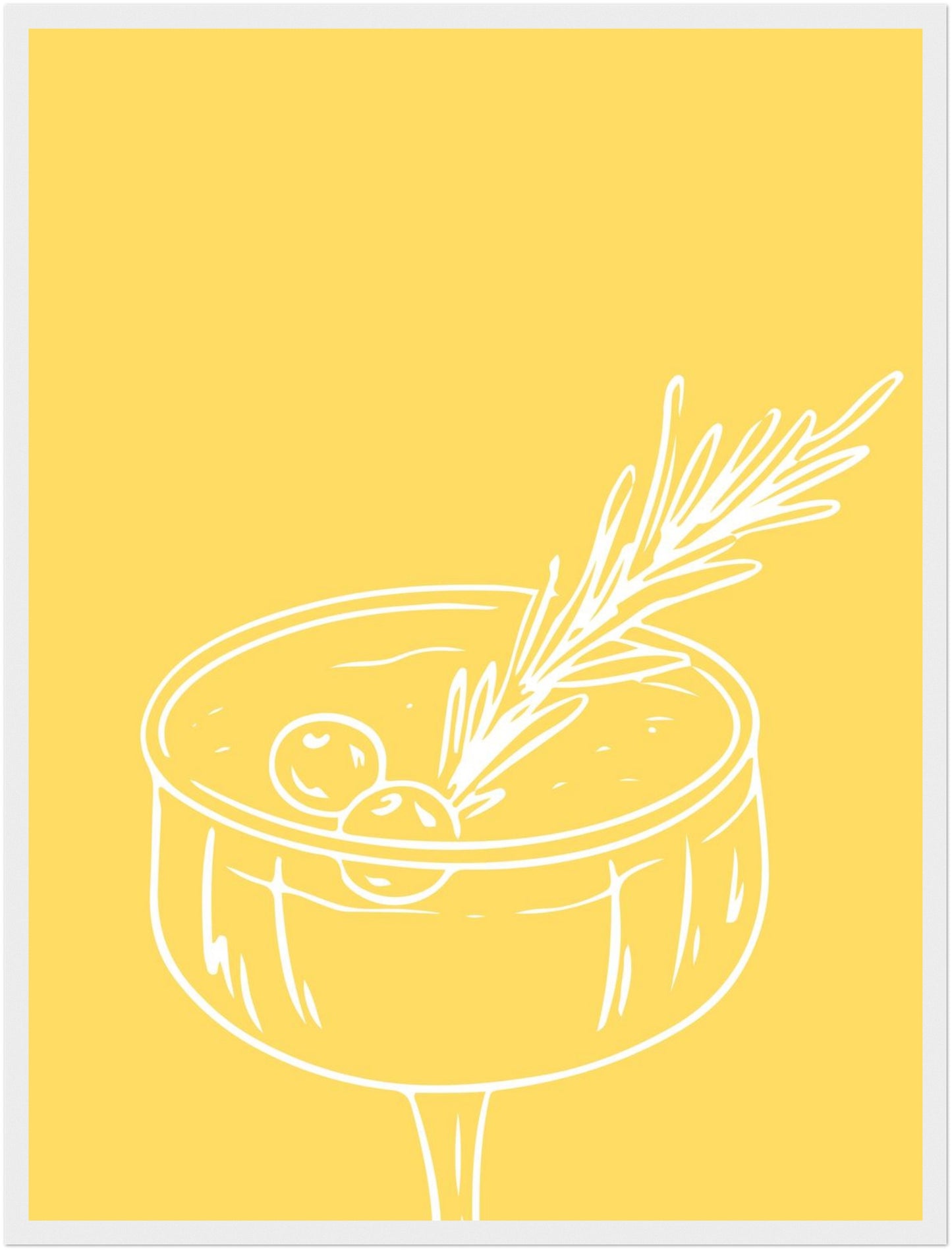 Cocktailglas mit Zweig gelb Poster