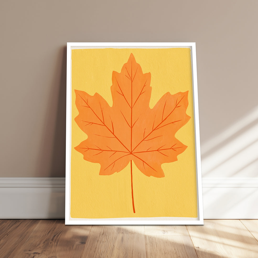 Goldenes Ahornblatt Herbst Poster – Weißer Rahmen – Produktfoto