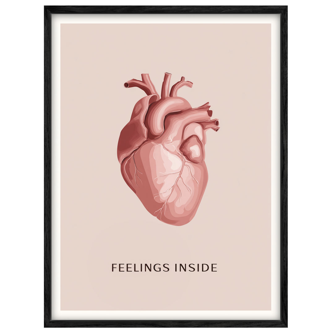 Anatomisches Herz Illustration Leinwandbild Dopamin – Leinwand auf Holzrahmen – Ansicht 4
