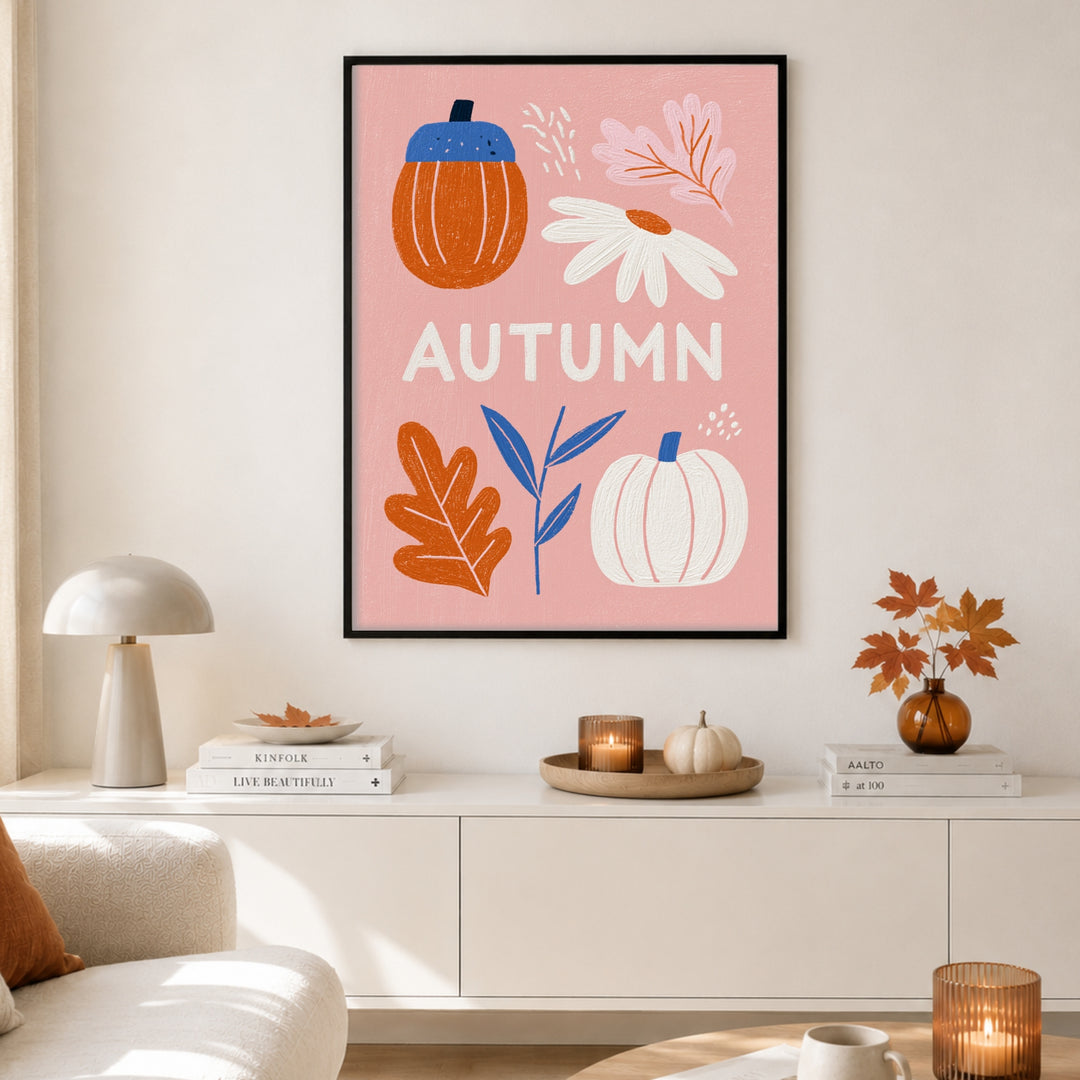 Autumn Kürbis Collage Poster – Schwarzer Rahmen – Produktfoto