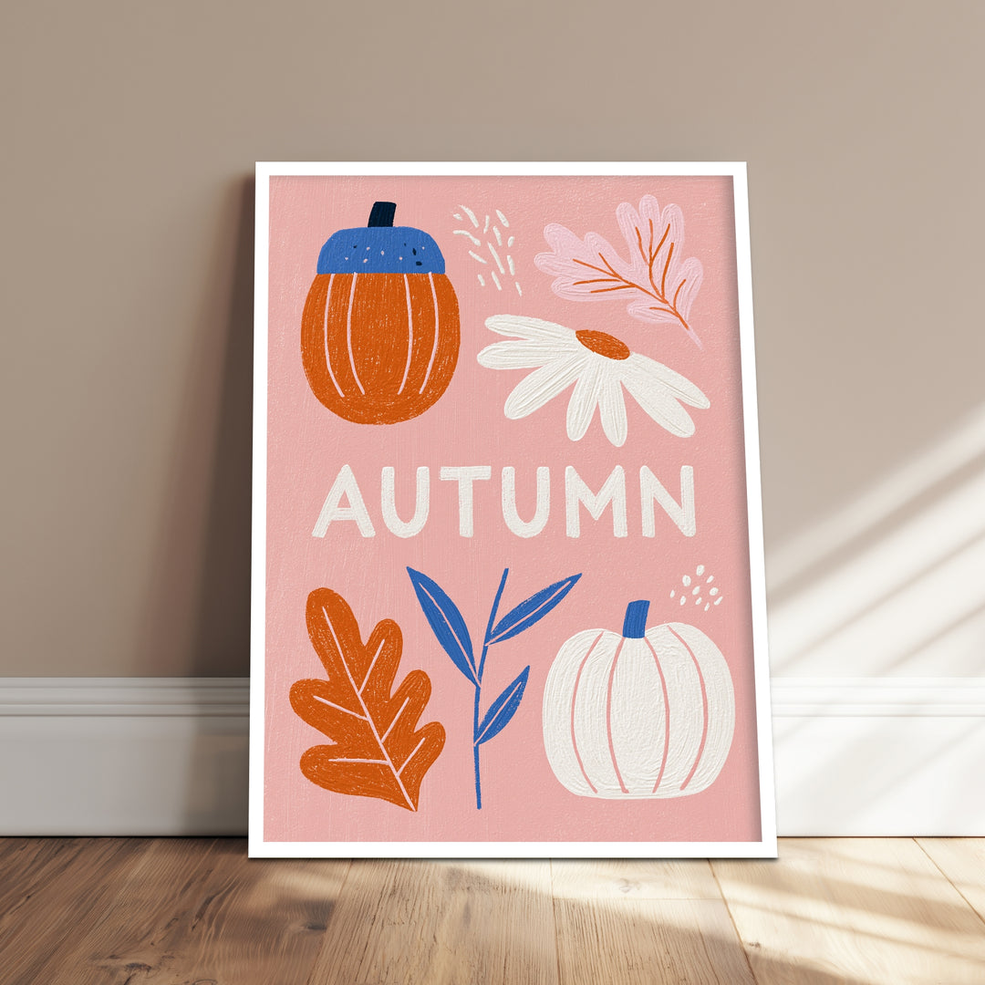 Autumn Kürbis Collage Poster – Weißer Rahmen – Produktfoto