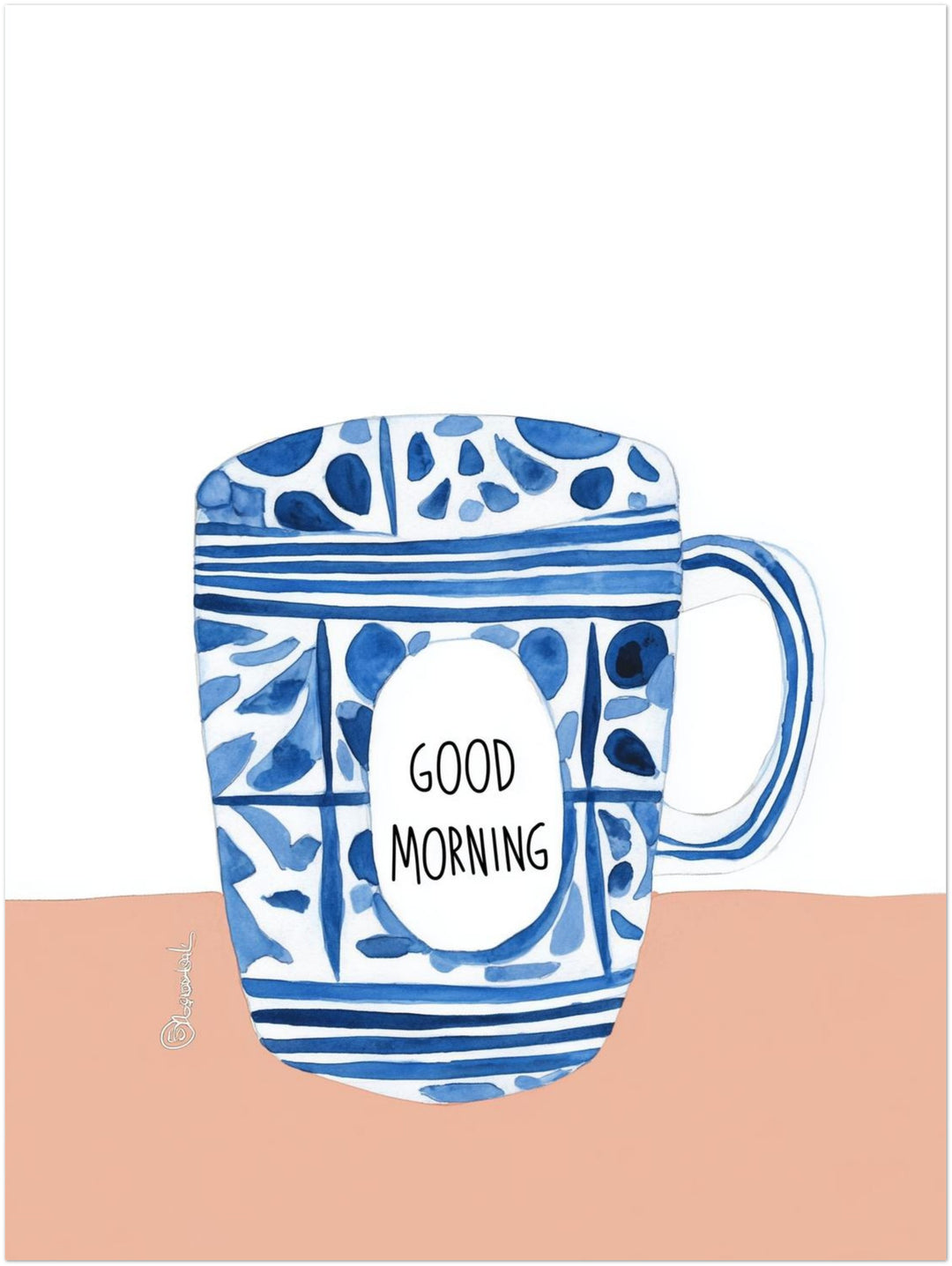 Blaue Kaffeetasse Muster Dopamin – Wandkunst