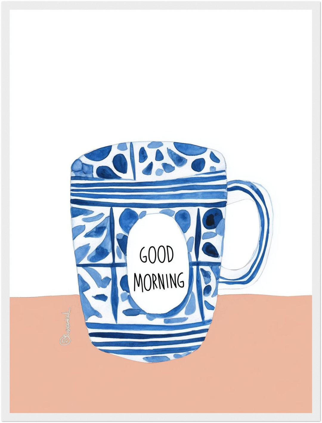 Blaue Kaffeetasse Muster Poster Dopamin – mattes Kunstdruck-Papier – Ansicht 6