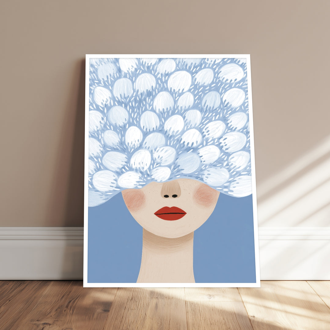 Blumenhaar mit roten Lippen Poster abstrakt – mattes Kunstdruck-Papier – Ansicht 2