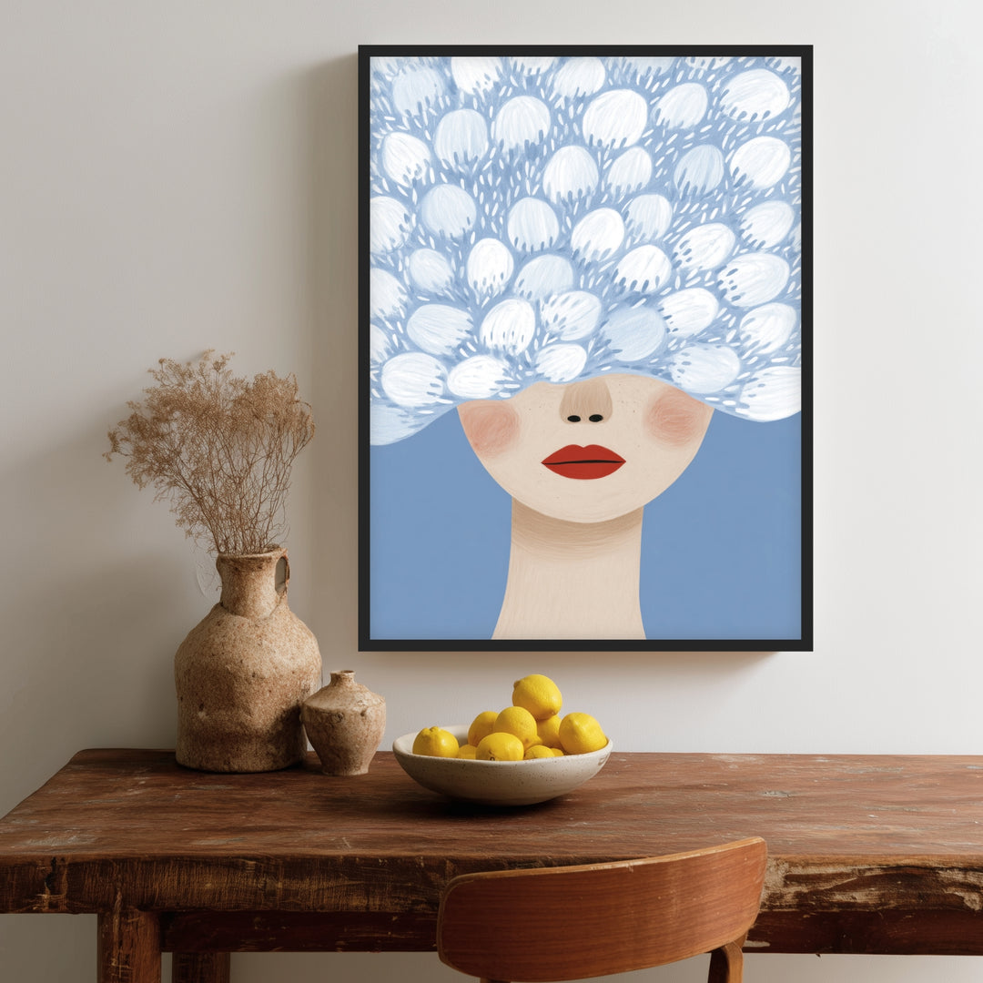 Blumenhaar mit roten Lippen Poster abstrakt – mattes Kunstdruck-Papier – Ansicht 3