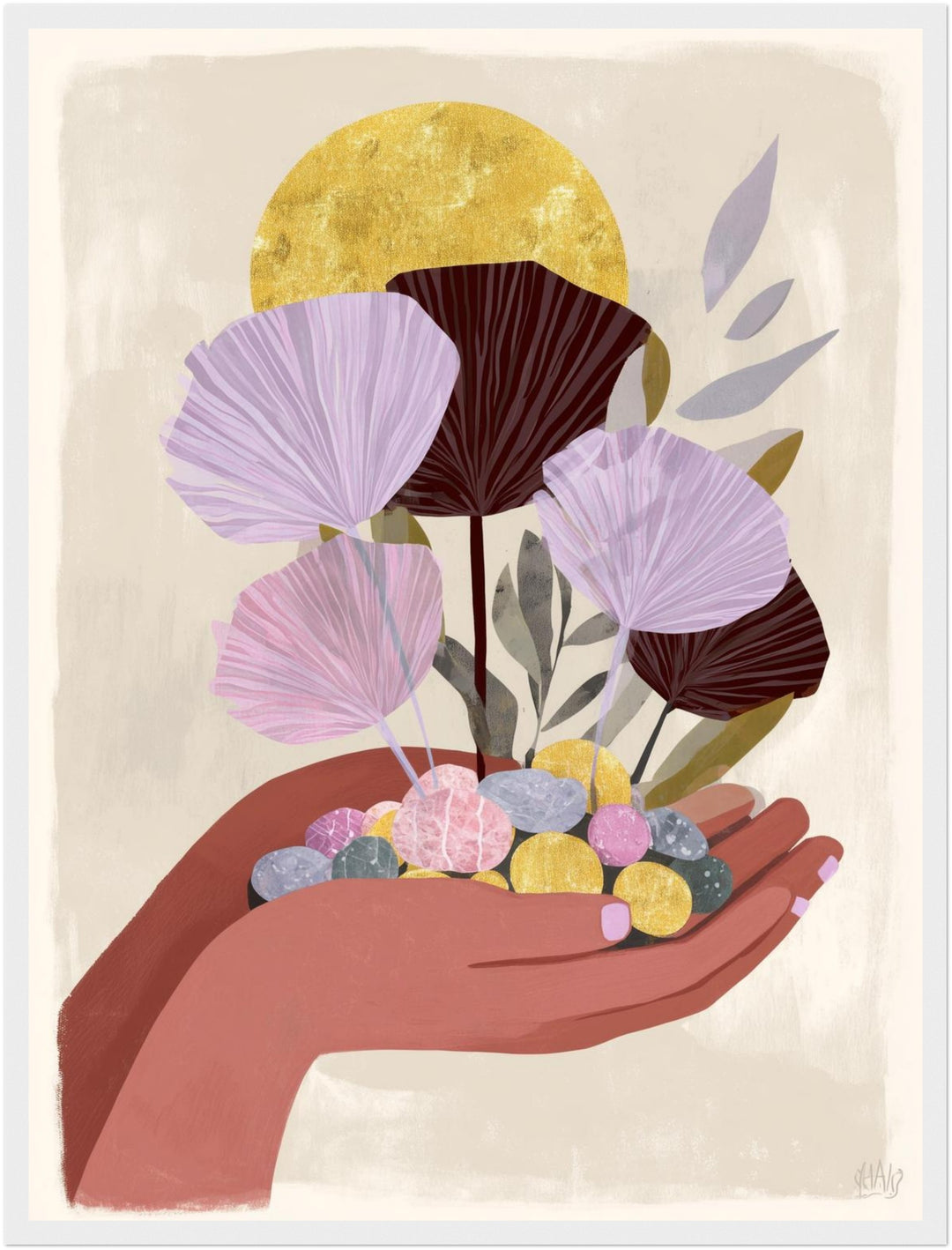Blumen in offener Hand Poster abstrakt – mattes Kunstdruck-Papier – Ansicht 5
