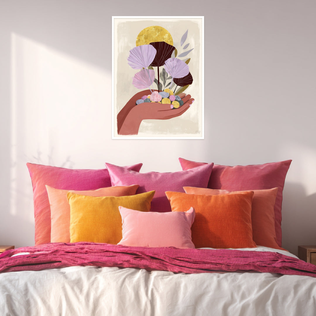 Blumen in offener Hand Poster abstrakt – mattes Kunstdruck-Papier – Ansicht 3