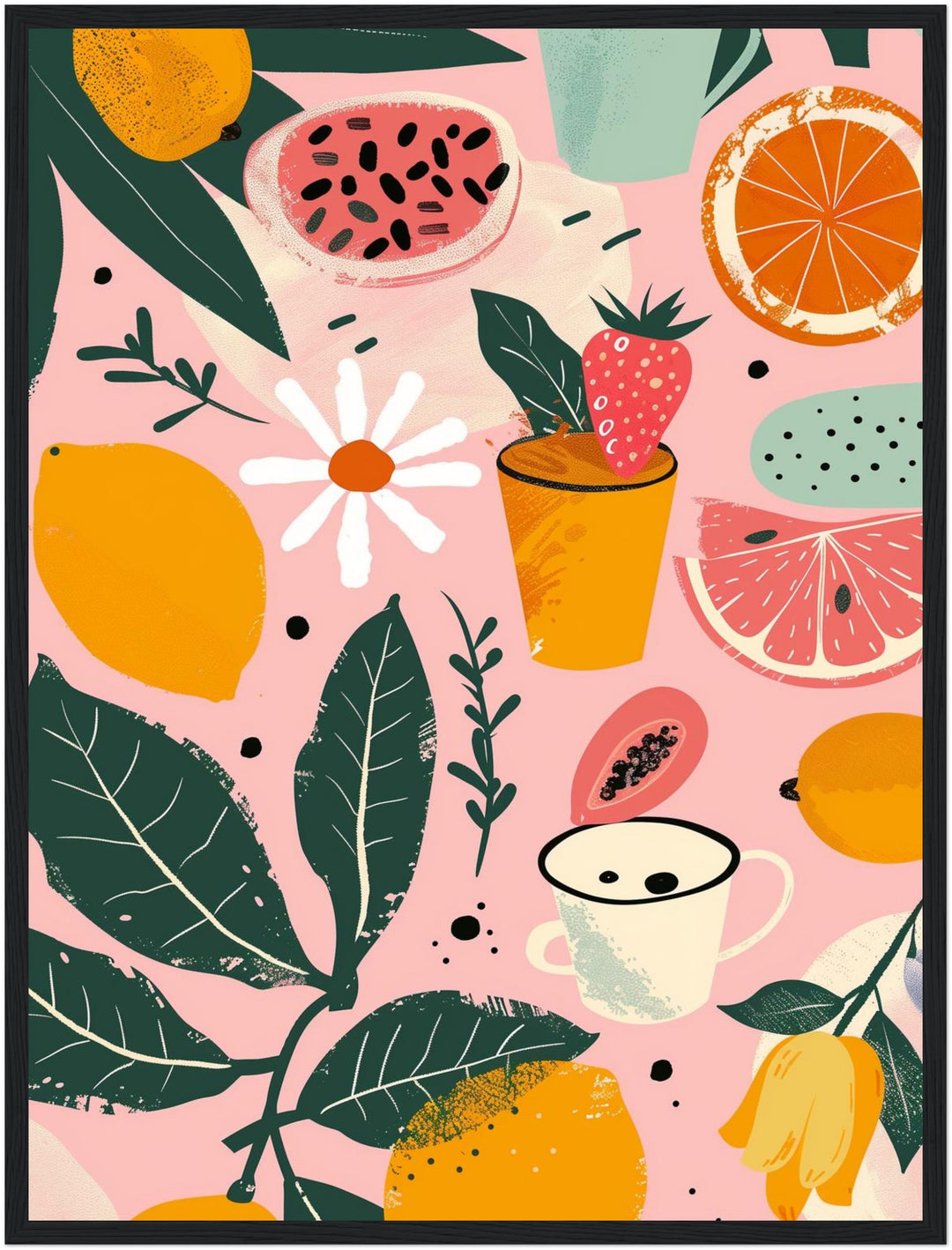 Bunte Früchte Illustration Poster abstrakt – mattes Kunstdruck-Papier – Ansicht 5