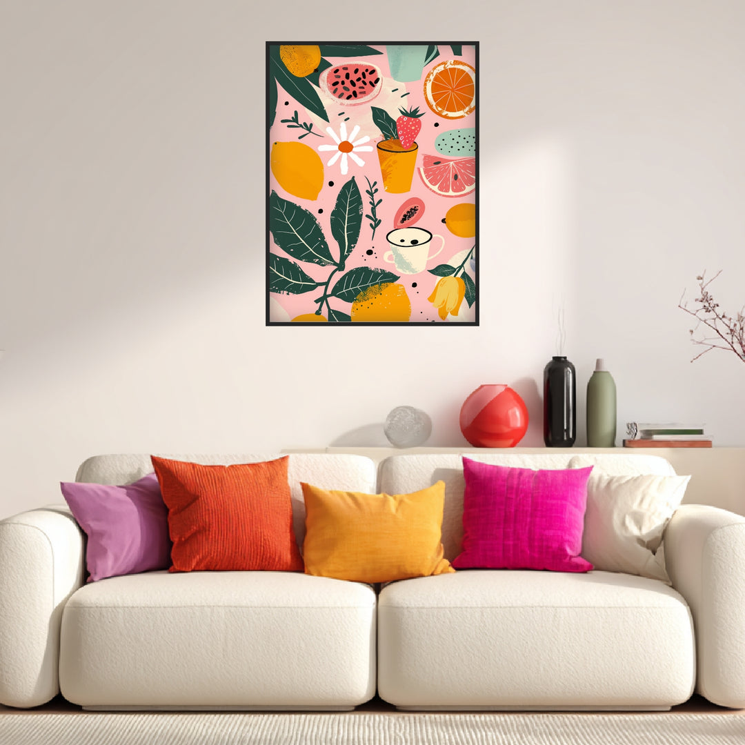 Bunte Früchte Illustration Poster abstrakt – mattes Kunstdruck-Papier – Ansicht 3