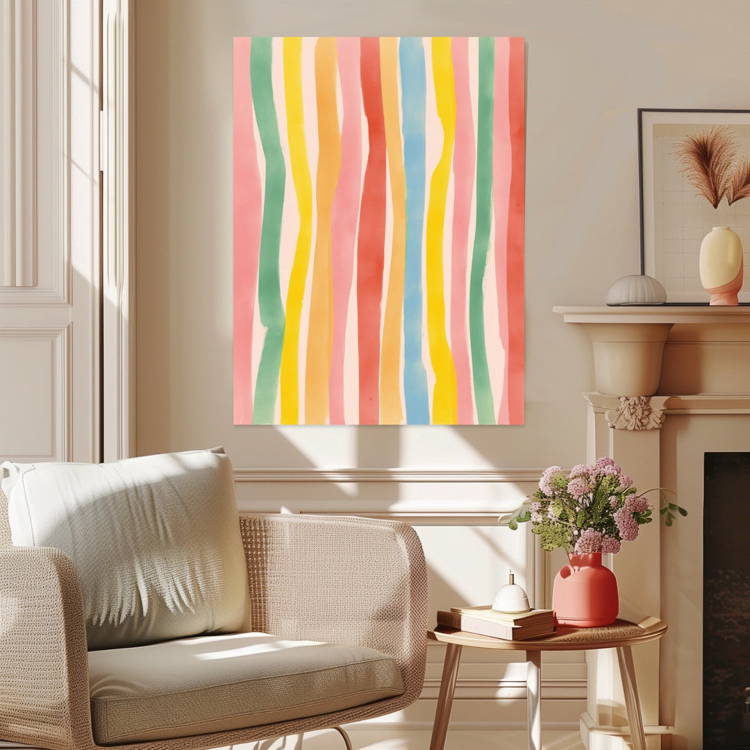 Bunte Streifenmuster Poster Dopamin – mattes Kunstdruck-Papier – Ansicht 3