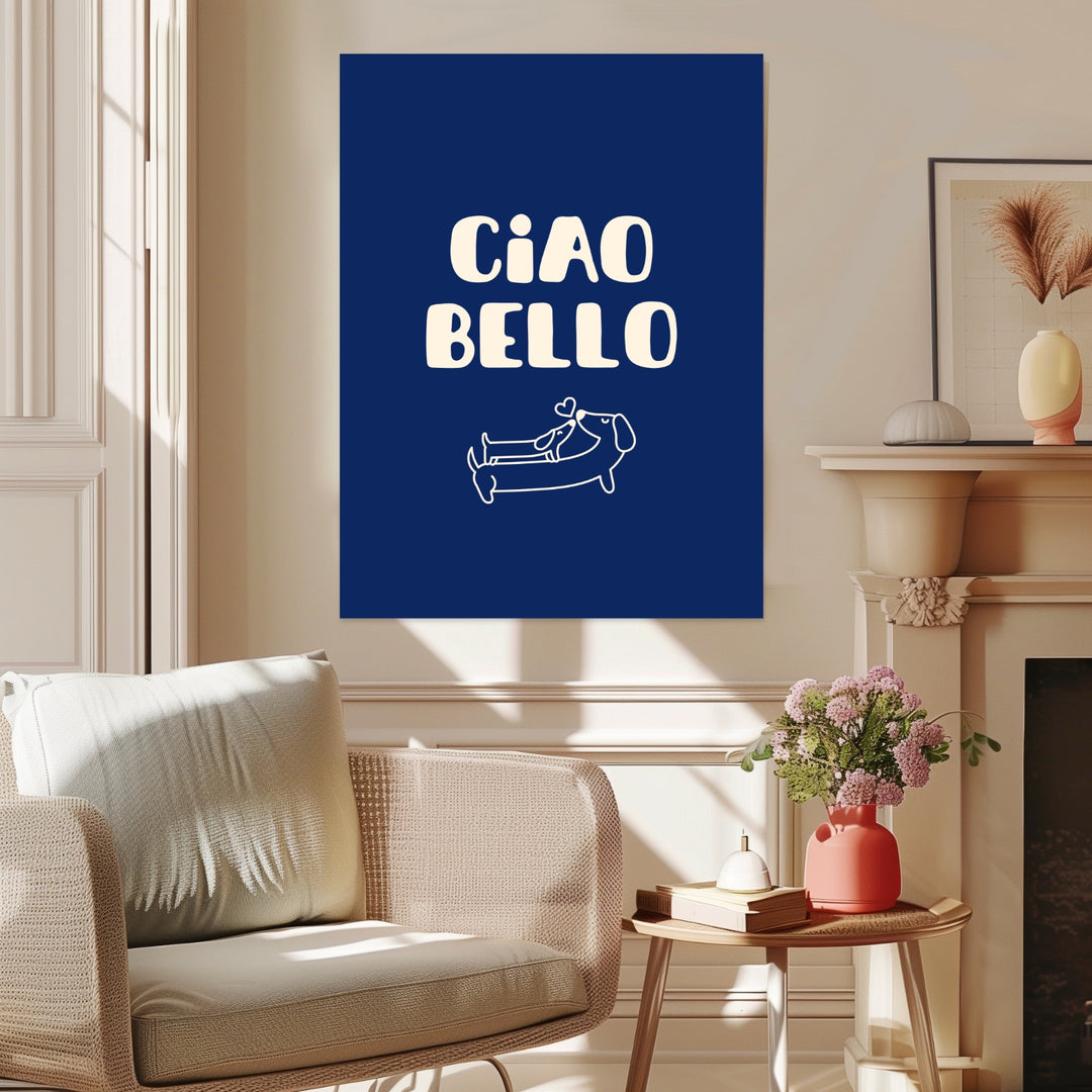 Ciao Bello Dackel Leinwandbild abstrakt – Leinwand auf Holzrahmen – Ansicht 3
