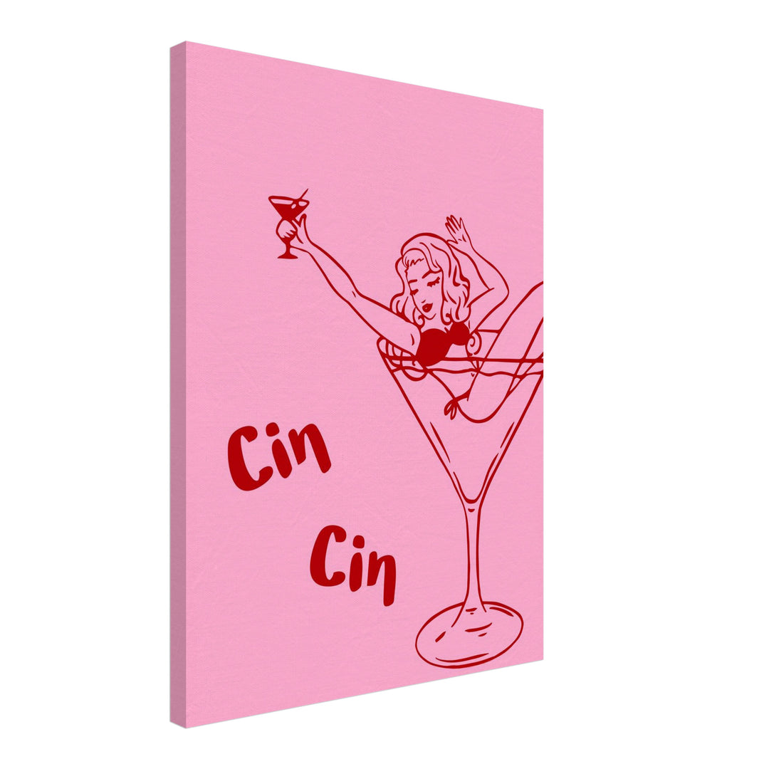 Cocktailgirl Cin Cin Leinwand Dopamin – Leinwand auf Holzrahmen – Ansicht 2