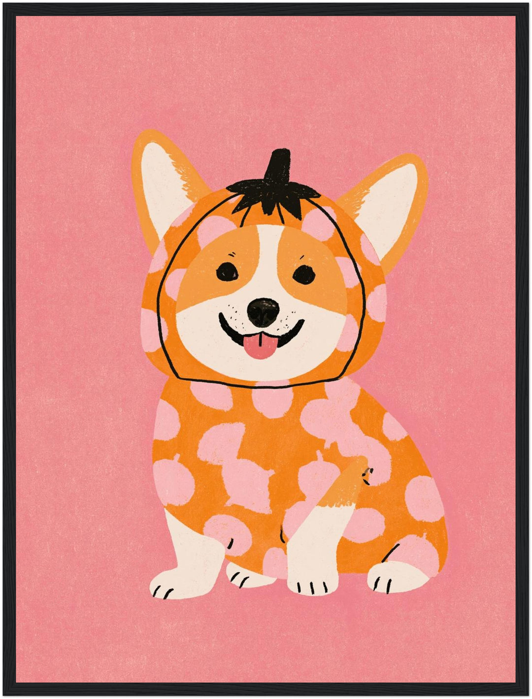Corgi im Kürbis-Kostüm Poster – Schwarzer Rahmen – Produktfoto