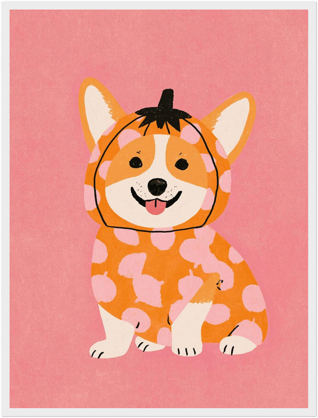 Corgi im Kürbis-Kostüm Poster – Weißer Rahmen – Produktfoto
