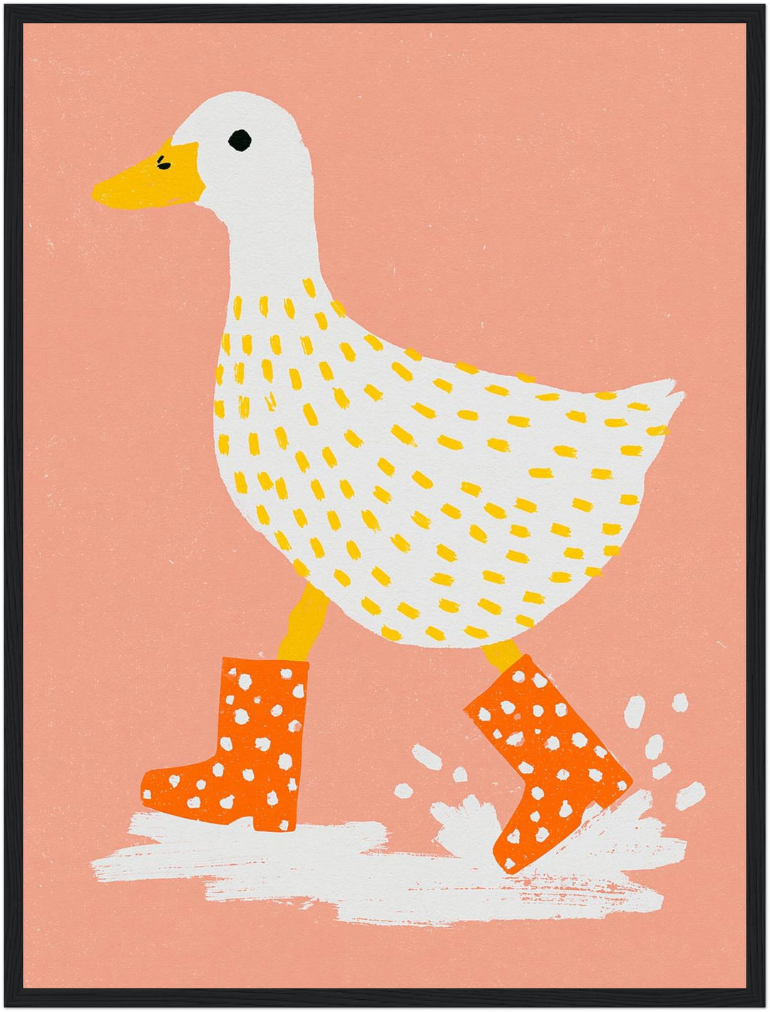 Ente mit Gummistiefeln Poster – Schwarzer Rahmen – Produktfoto