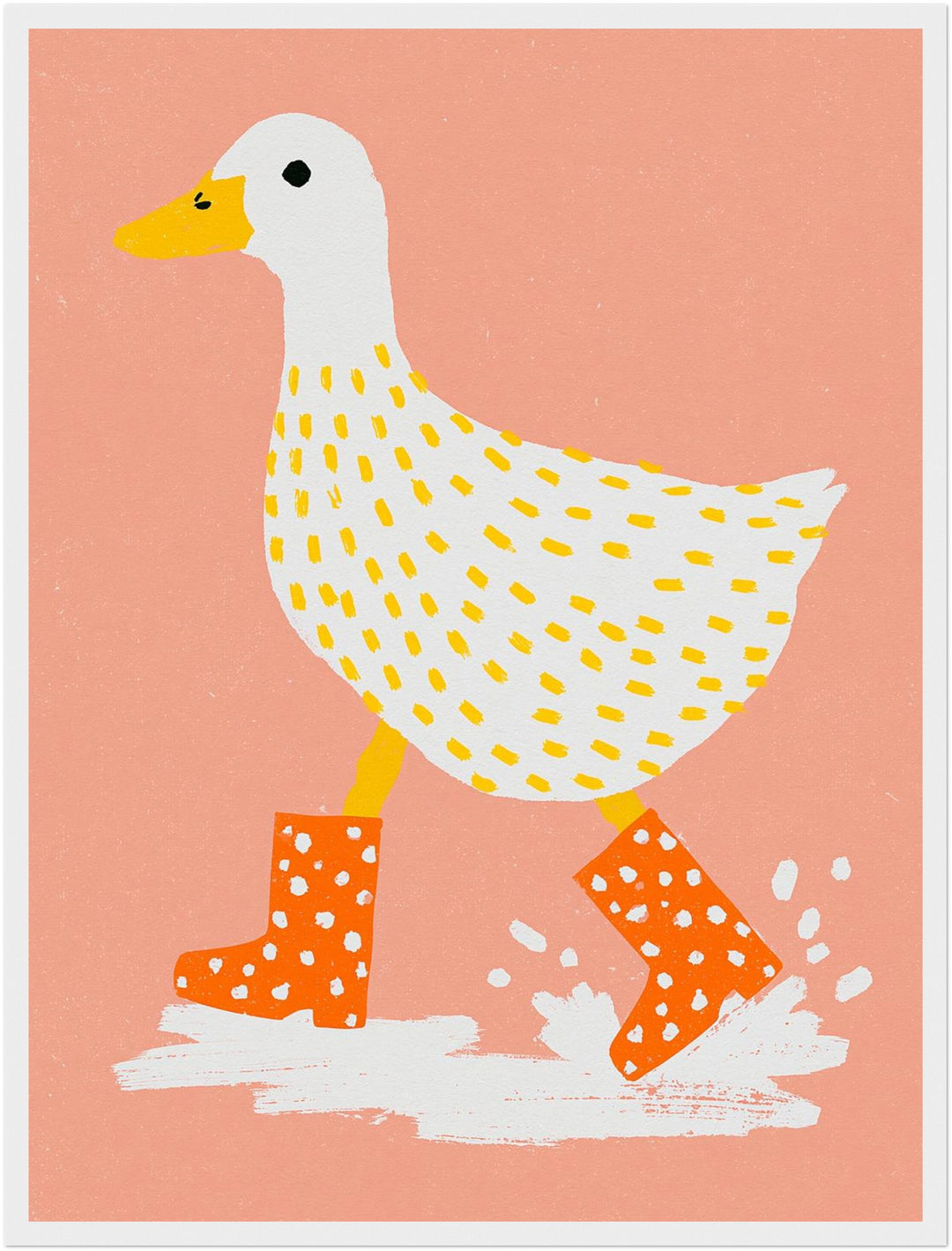 Ente mit Gummistiefeln Poster – Weißer Rahmen – Produktfoto