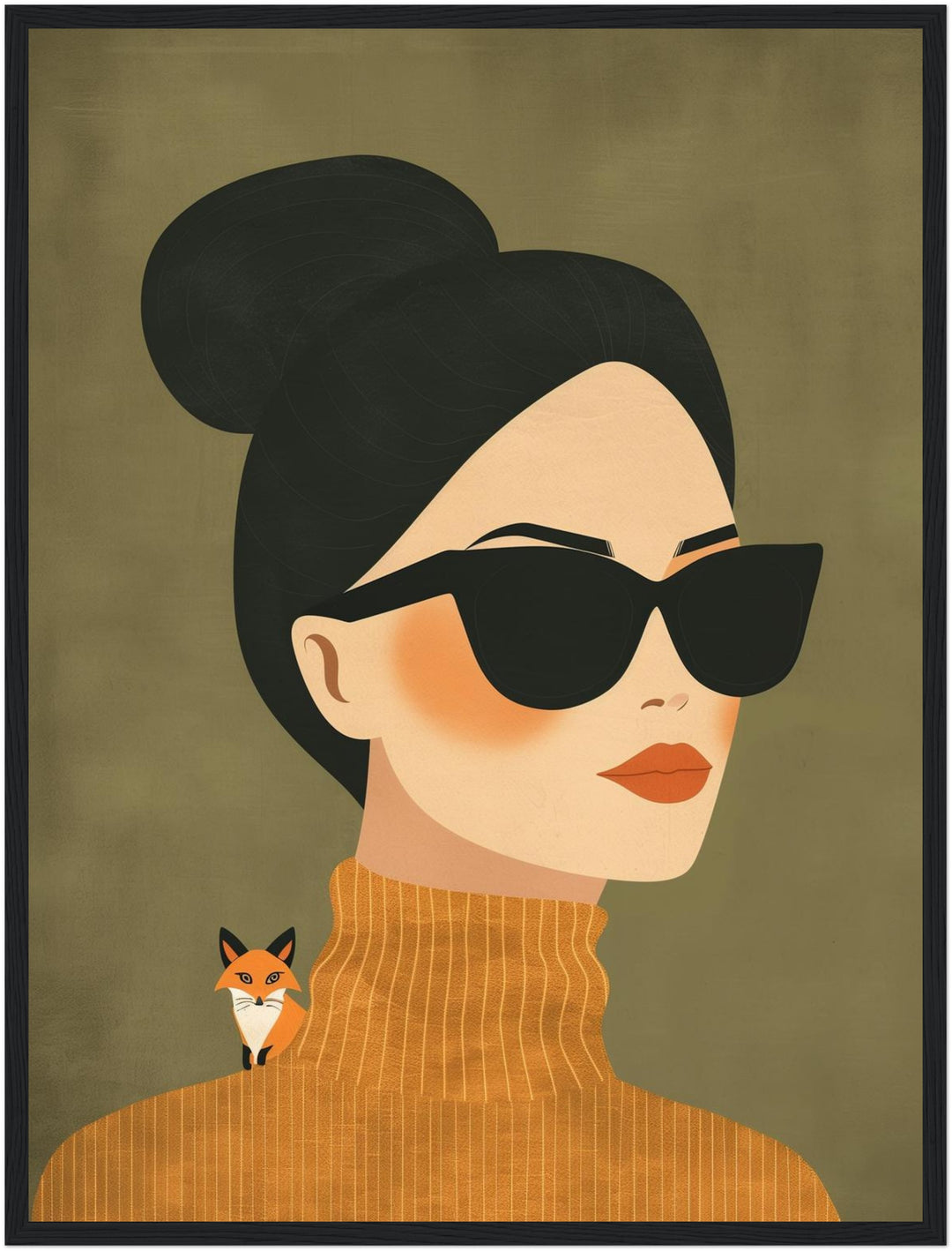 Frau mit Sonnenbrille und Fuchs Poster abstrakt – mattes Kunstdruck-Papier – Ansicht 2