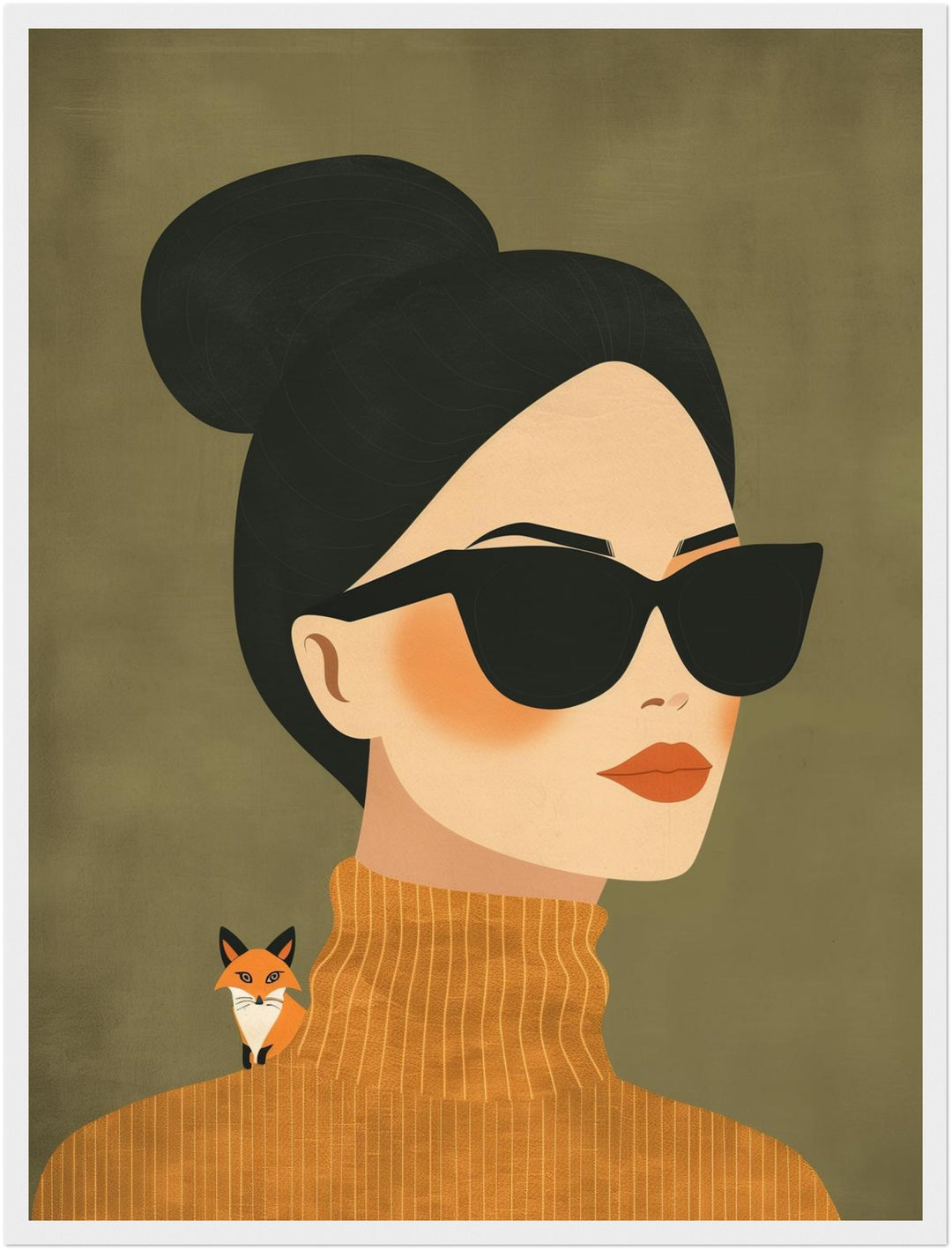 Frau mit Sonnenbrille und Fuchs Poster abstrakt – mattes Kunstdruck-Papier – Ansicht 5
