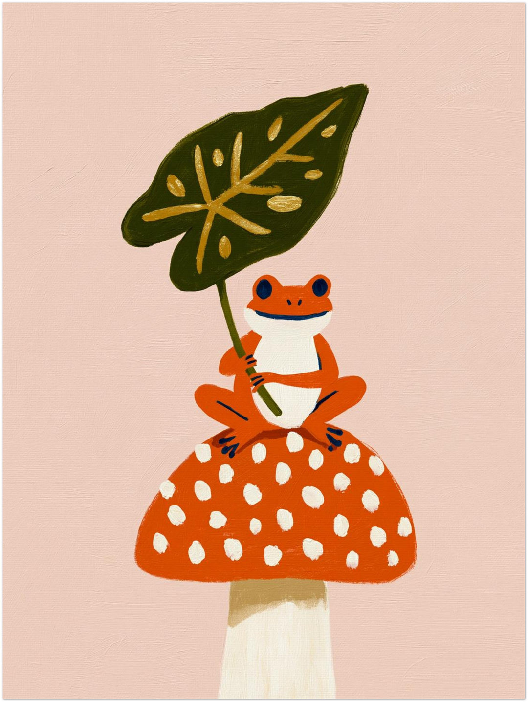 Frosch auf Fliegenpilz Poster – Ohne Rahmen – Produktfoto