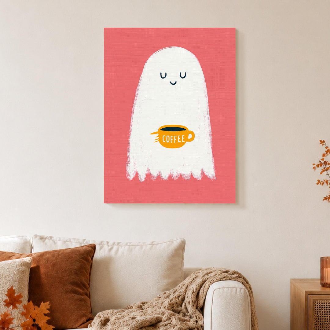 Geist mit Kaffeetasse Poster – Ohne Rahmen – Produktfoto