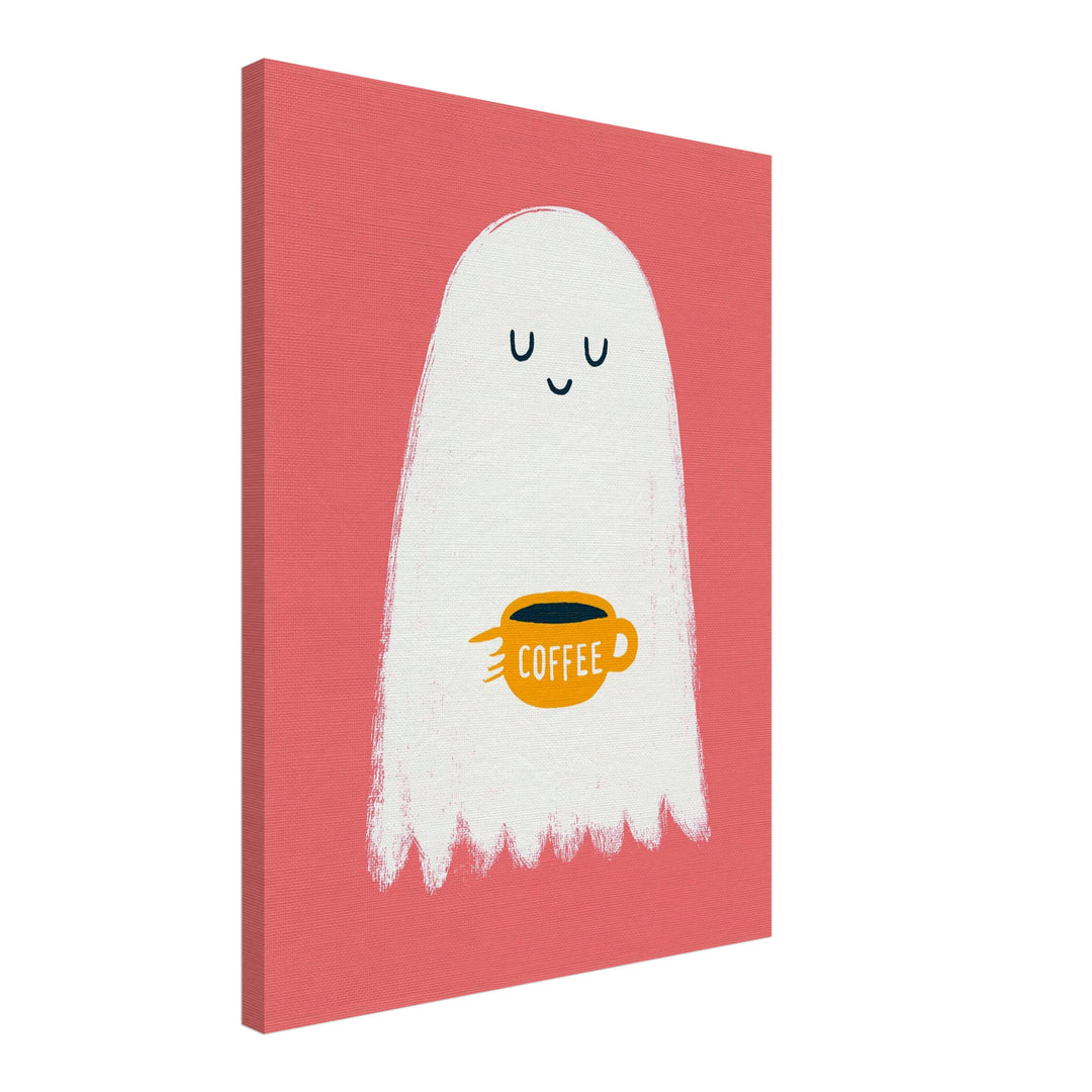 Geist mit Kaffeetasse Leinwandbild – Schräge Ansicht – Produktfoto